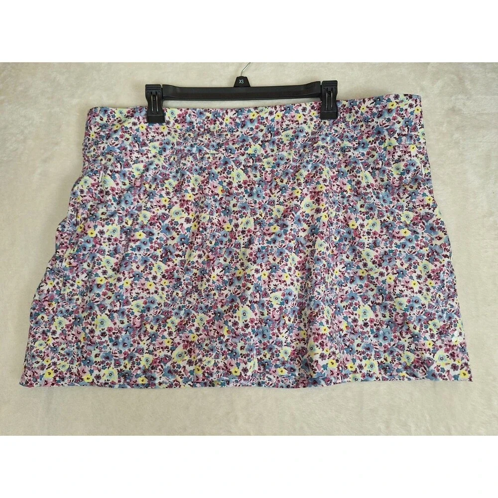 Tek Gear Womens Golf Skort XXL Skirt Shorts Tennis Colorful Floral Zip Closure